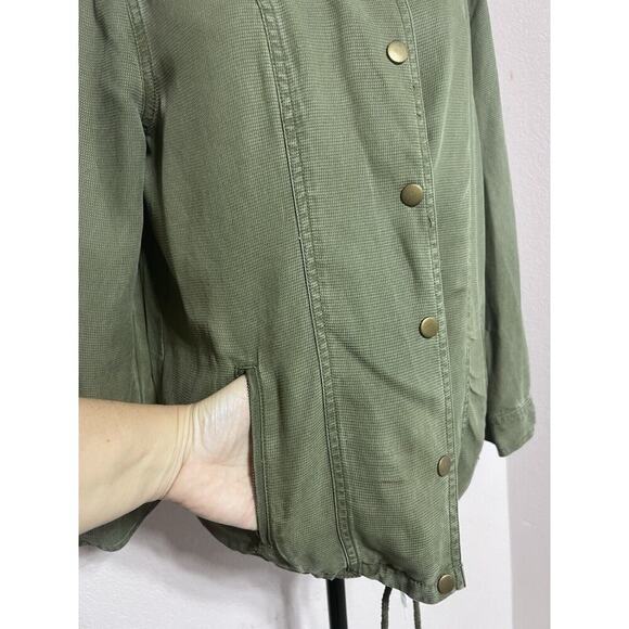 Market & Spruce Size M Woman Gold button Army green Military style jacket Bomber - Picture 6 of 8